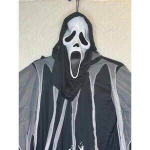California Costume Shirt Mens Medium Black Ghost Scream Halloween Robe Hood Mask